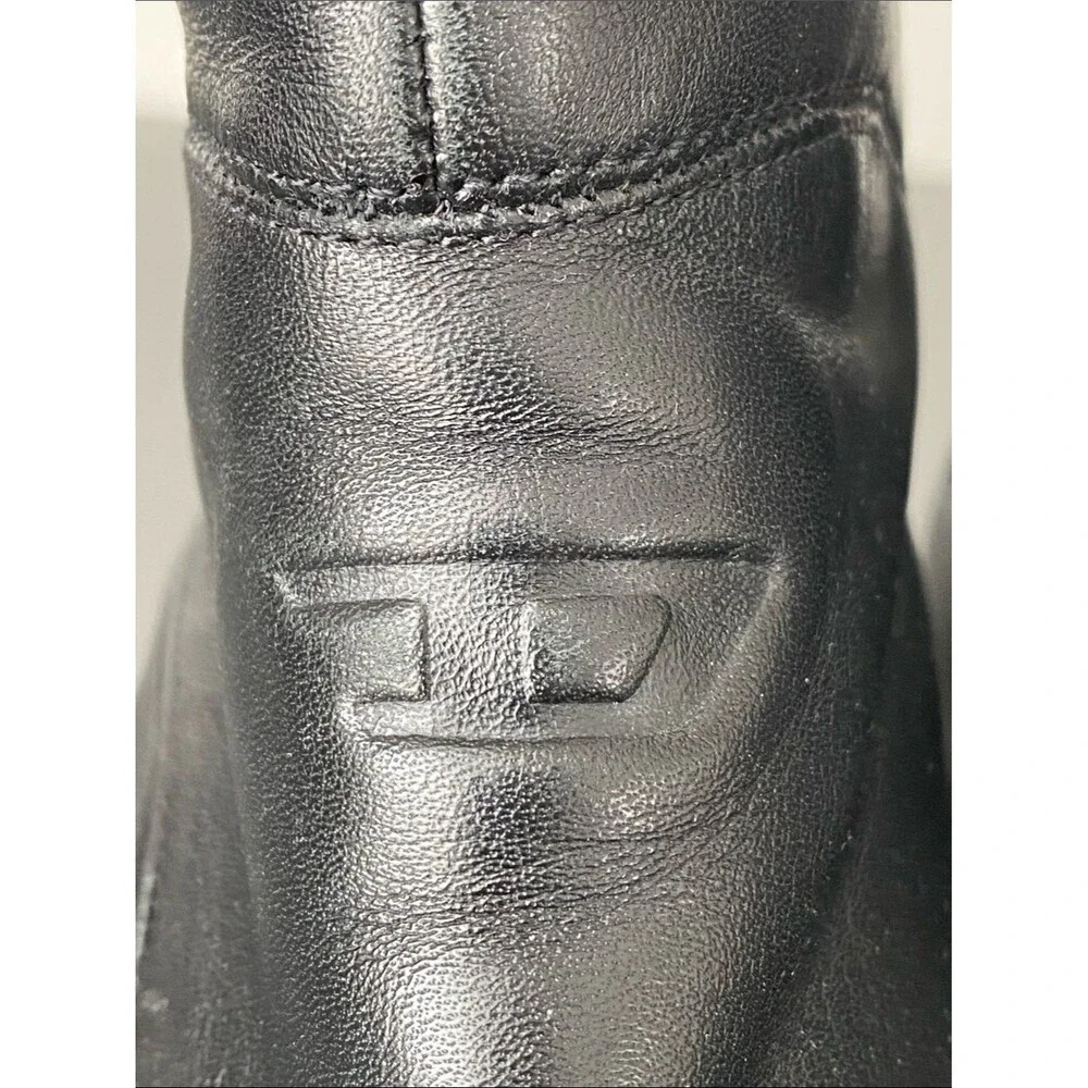 Diesel Black Leather Mid-Calf Zip Boots Men’s  10 Street Contemporary Minimal